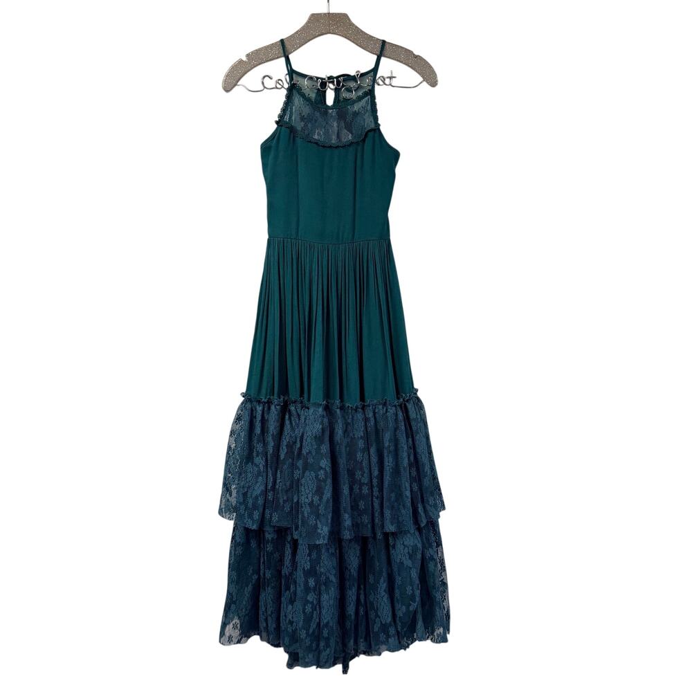 Mia Joy Maxi Dress Joy Folie Green Lace Layered Tiered Maxi Girls 10